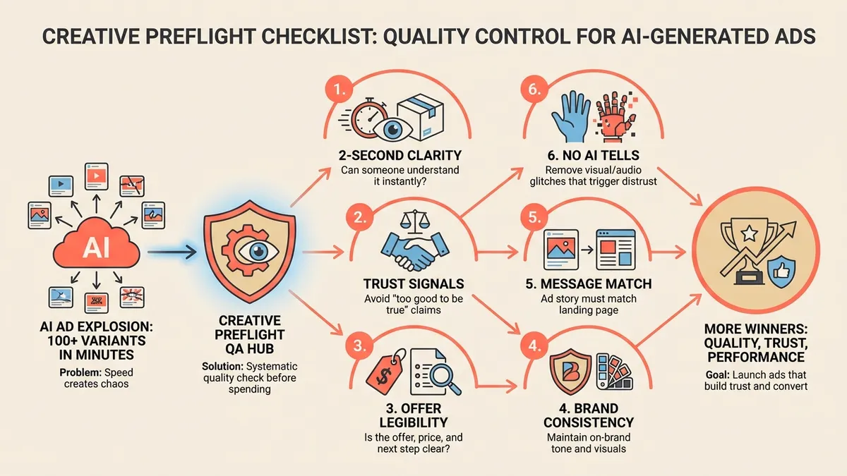 The 6-question Creative Preflight Checklist for AI-generated ads