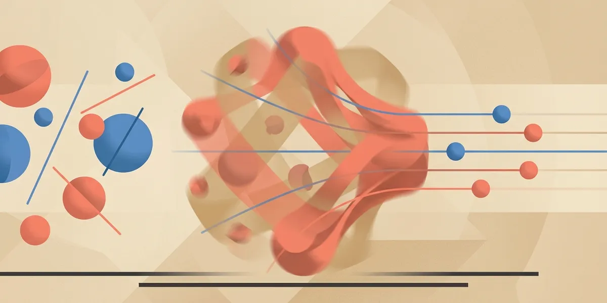 Abstract visualization of group dynamics showing opinion convergence and conformity patterns in a focus group setting