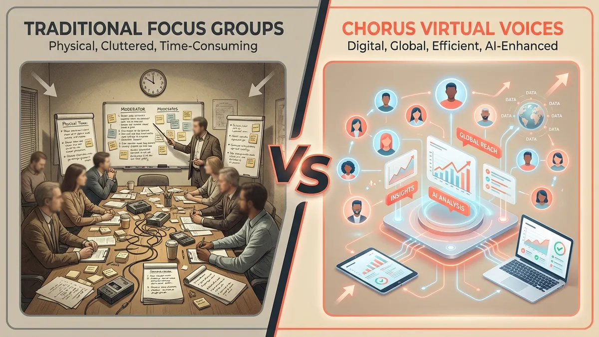 Traditional focus groups vs Chorus audience panel comparison