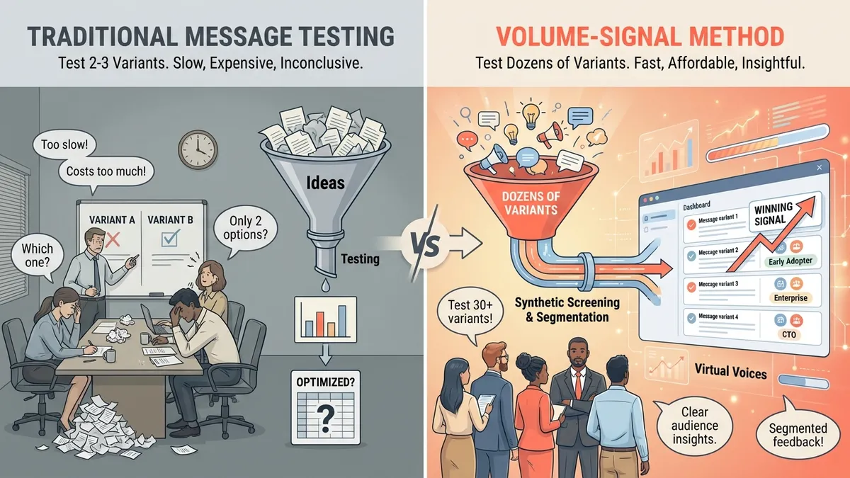 Traditional message testing vs. the Volume-Signal approach