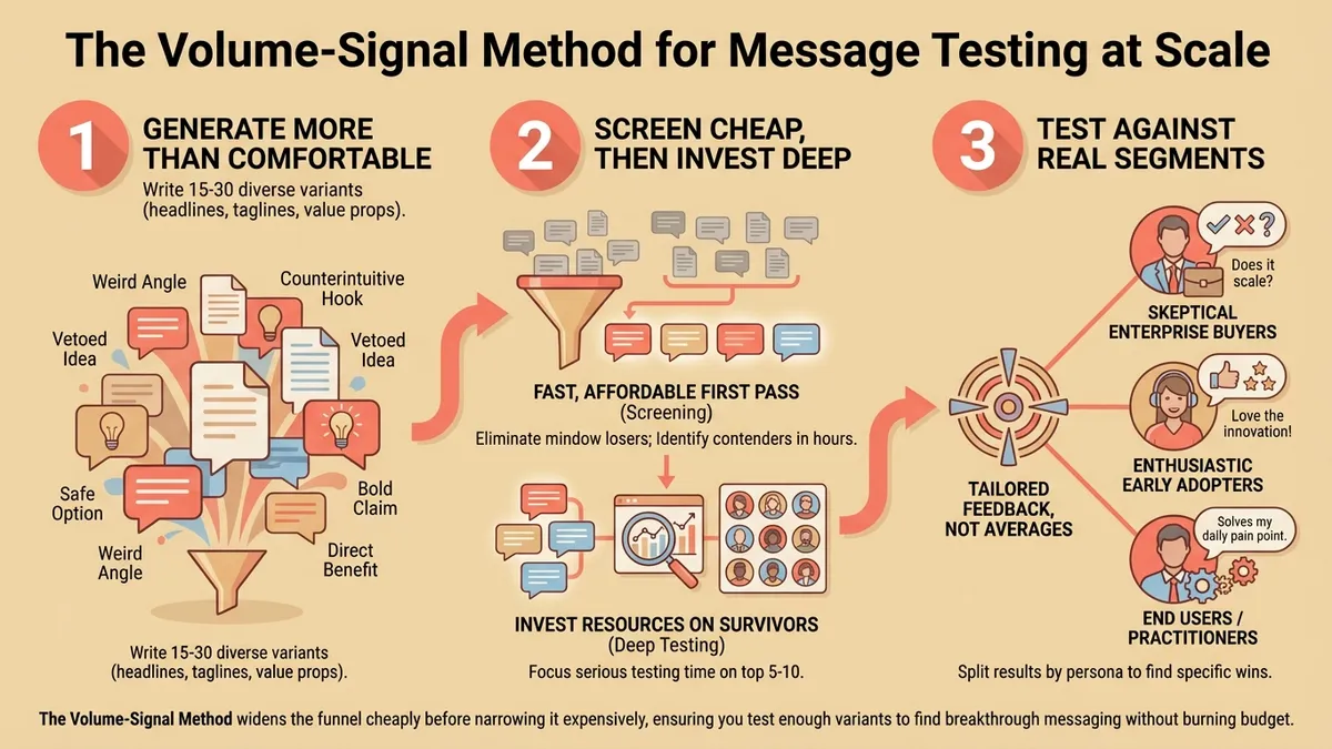 The Volume-Signal Method: Generate wide, screen cheap, test segments